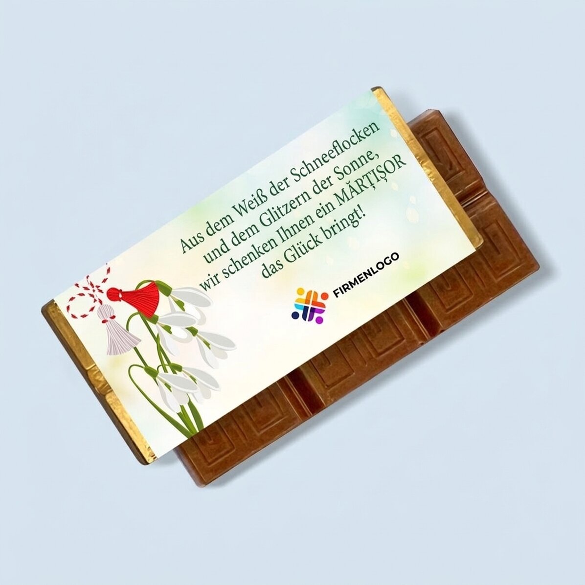 Personalisierte Mini-Schokoladentafel mit Logo und Botschaft
