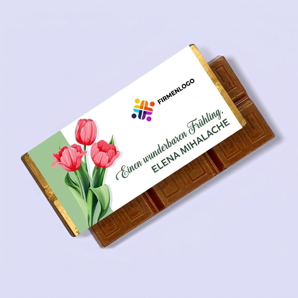 Personalisierte Mini-Schokoladentafel mit Logo und Botschaft – Ein wunderschöner Frühling