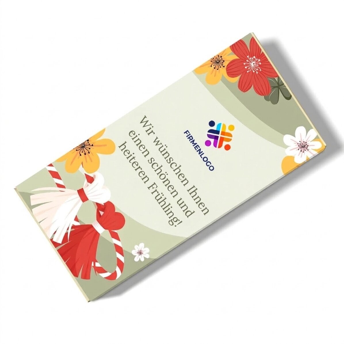 Personalisierte Schokolade mit Botschaft und Logo – Floral