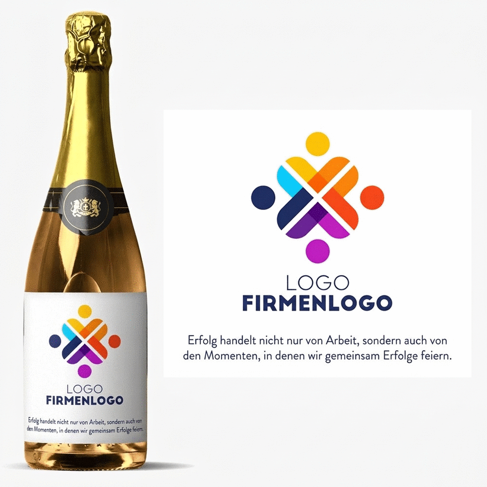 Personalisierter Sekt mit Logo und Text