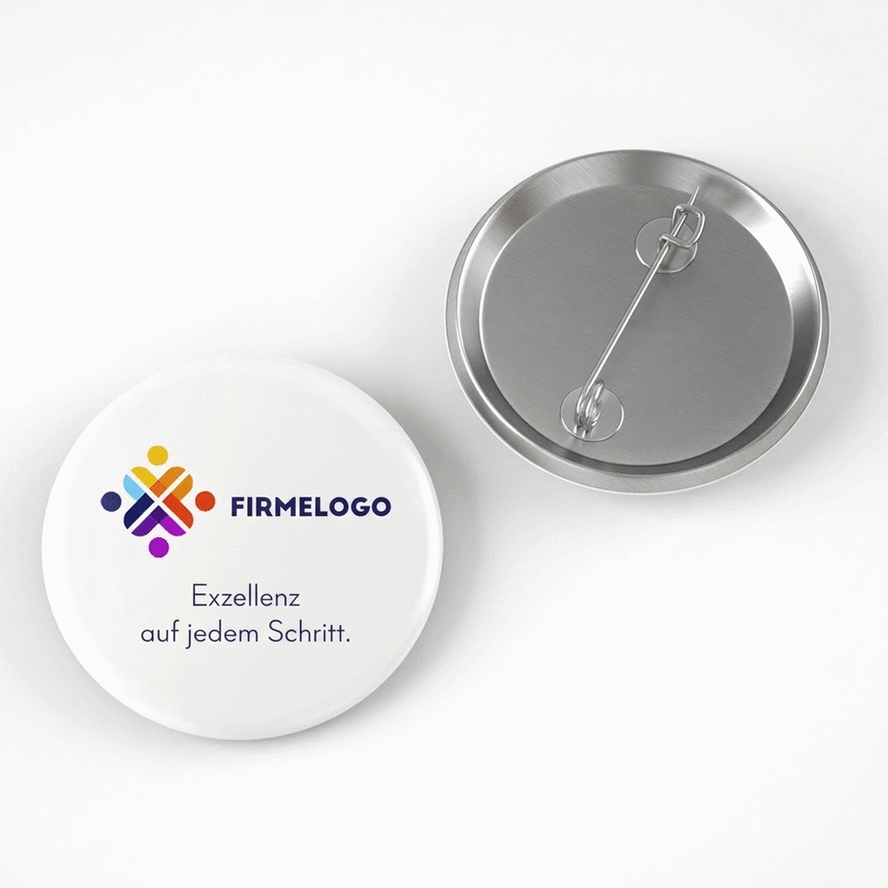 Individuell gestalteter Button mit horizontalem Logo und Text