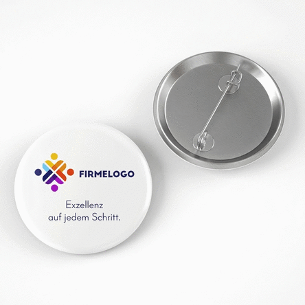 Individuell gestalteter Button mit horizontalem Logo und Text