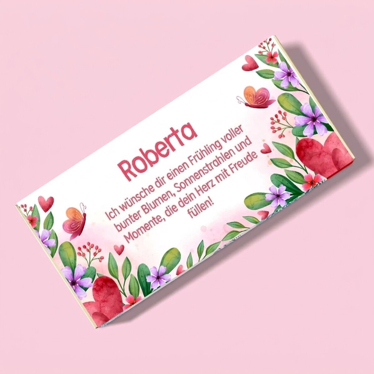 Personalisierte Schokolade mit Botschaft – Spring