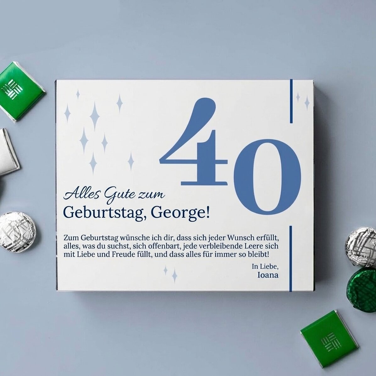 Personalisierte Pralinenschachtel mit Botschaft – Happy Birthday!
