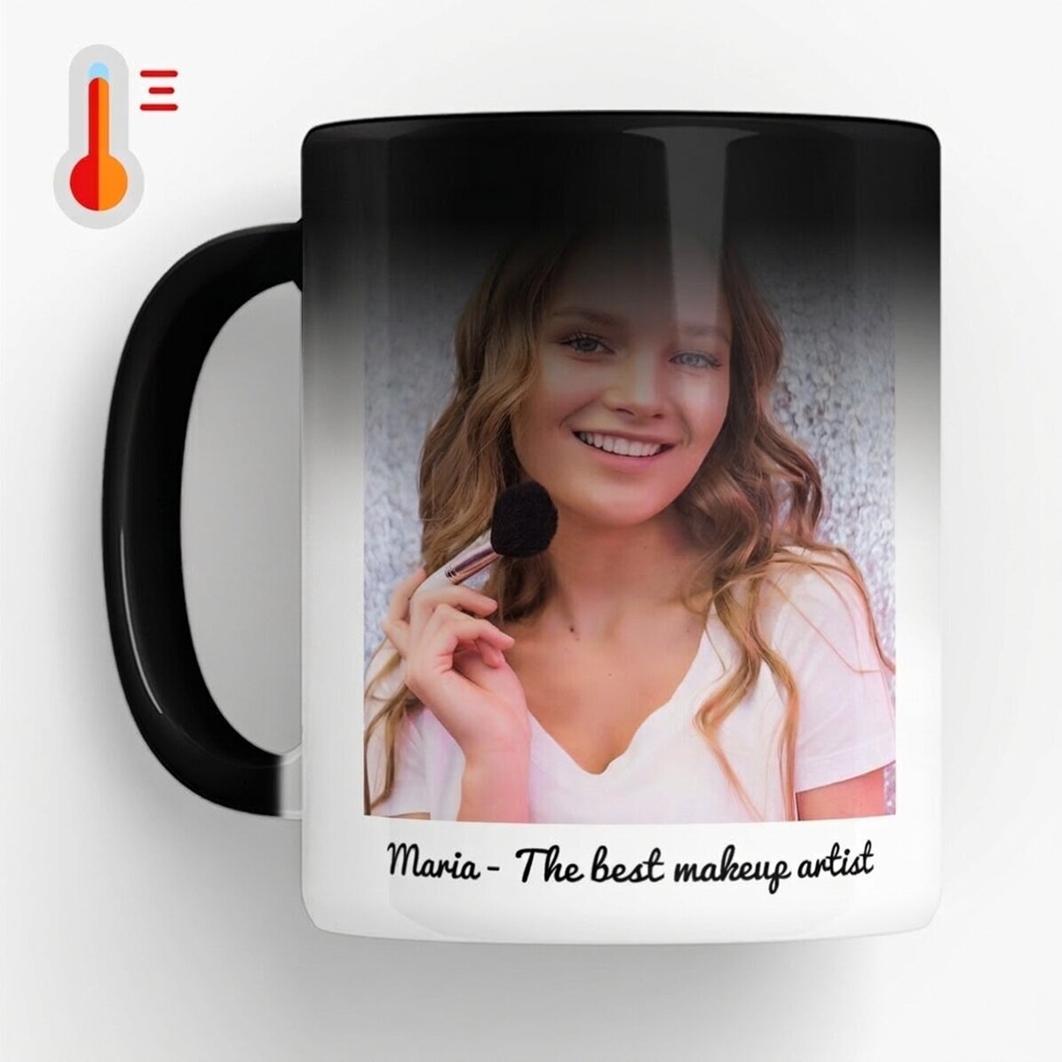 Personalisierte Zaubertasse mit Text und einem Foto
