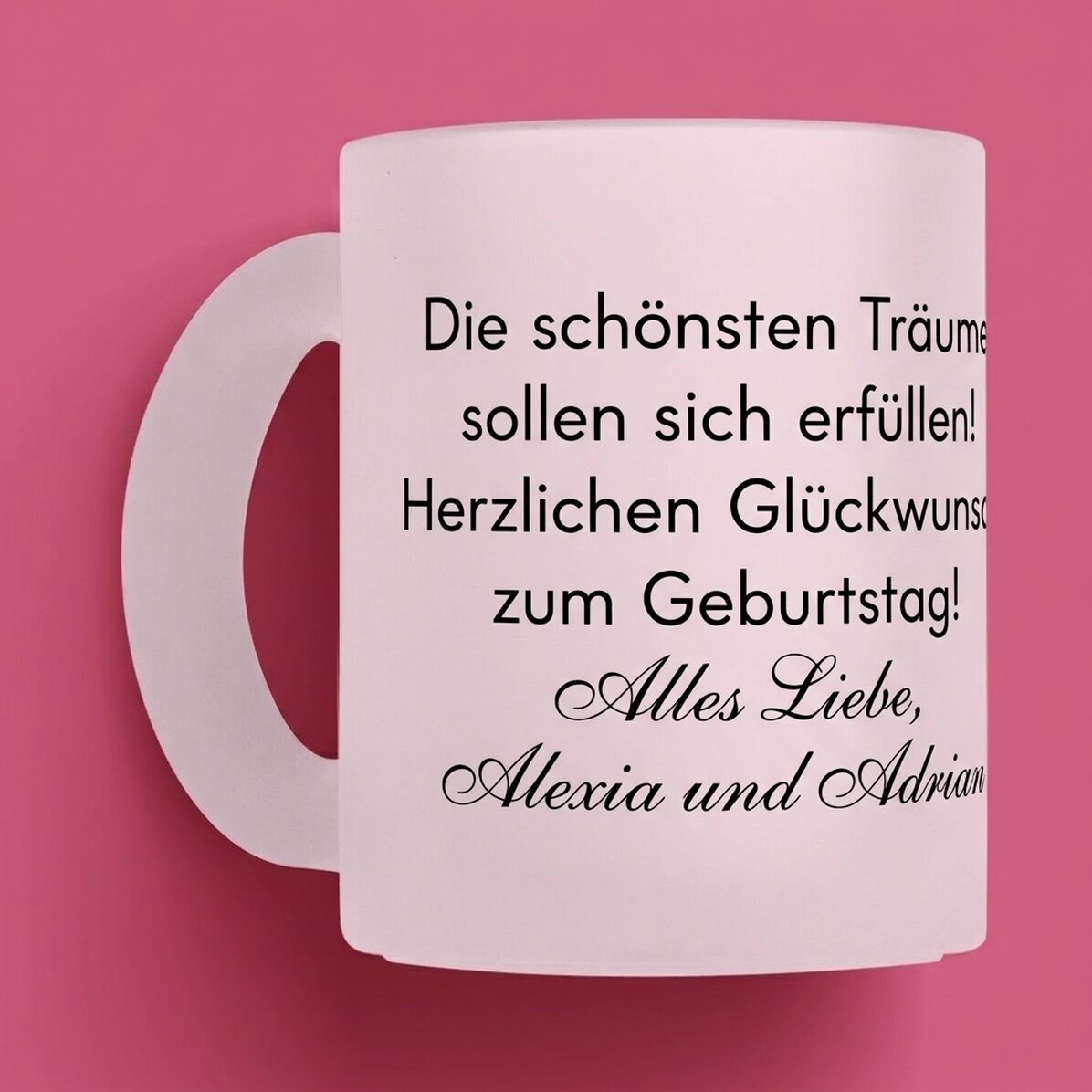 Personalisierter Glasbecher mit Text – Eine Botschaft für die Liebsten