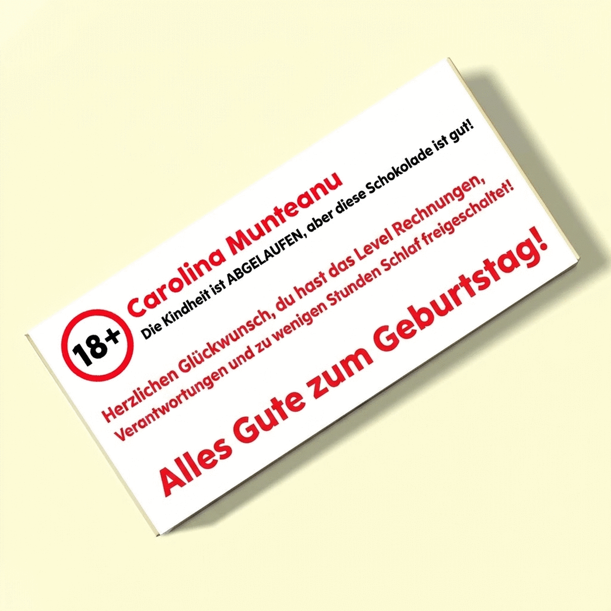 Personalisierte Schokolade mit Text – Geburtstagsgruß