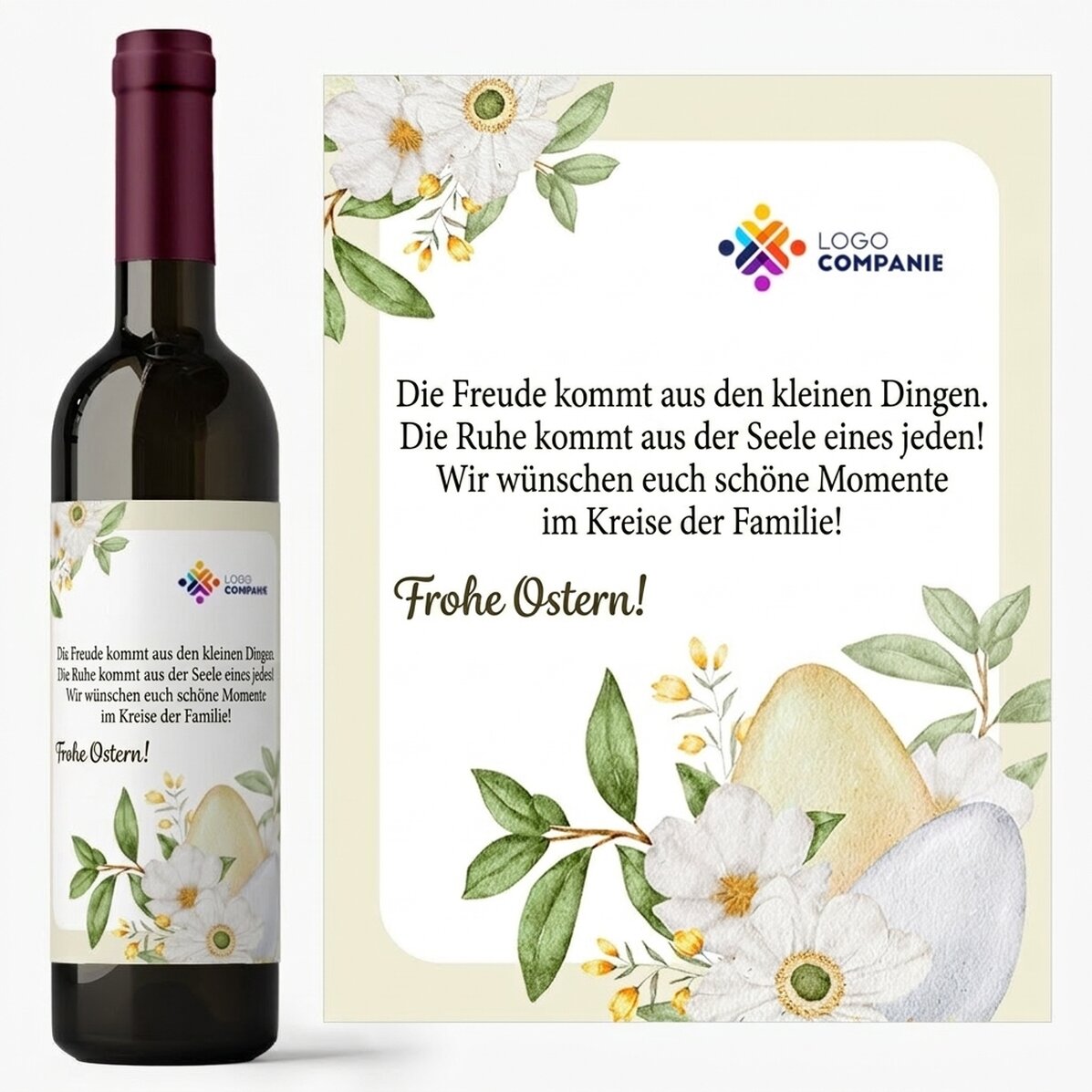 Wein mit individuellem Logo und persönlicher Botschaft – Ostern