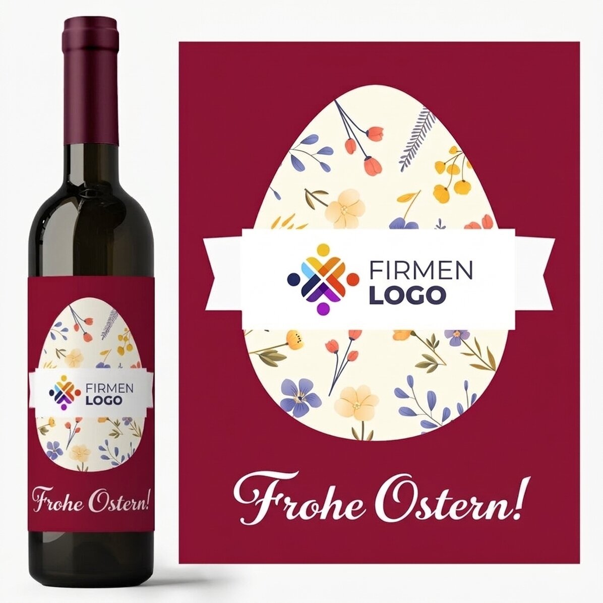 Wein mit individuellem Logo und Ostergruß