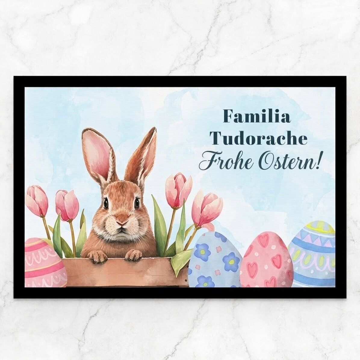 Individuell gestaltete Fußmatte mit Text – Cute Bunny