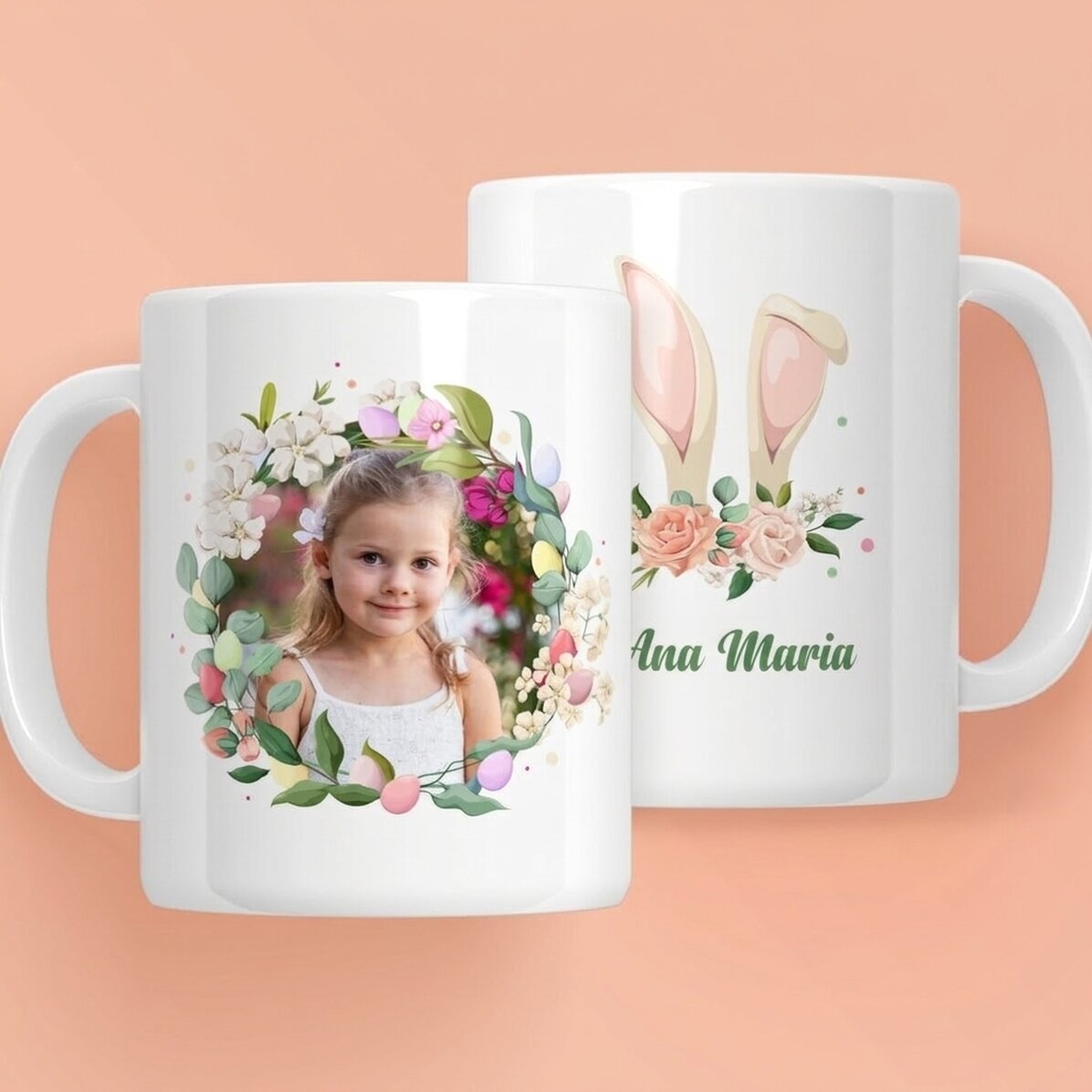 Personalisierte Tasse mit Namen und Foto – Cute Easter