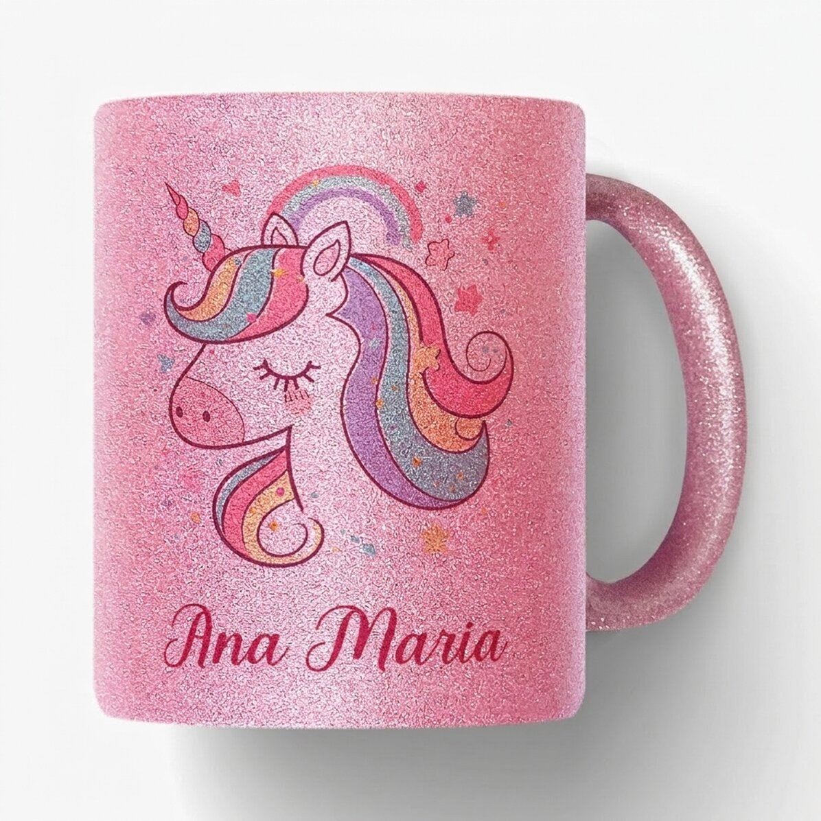 Personalisierter Glitzerbecher mit Namen – Einhorn