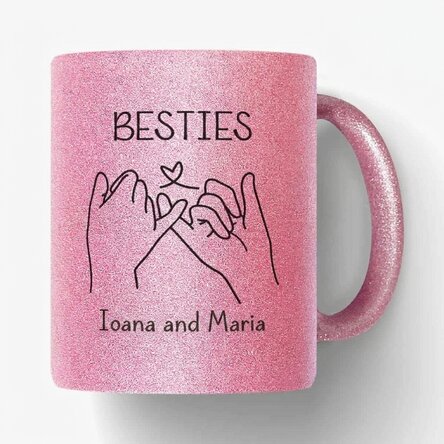 Personalisierte Glitzer-Tasse mit Namen – beste Freundin