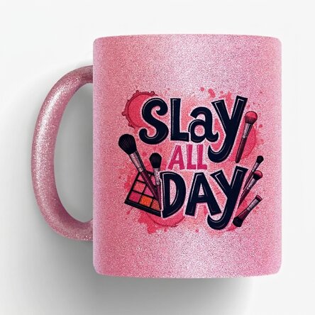 Personalisierter Glitzerbecher mit Schriftzug – Slay