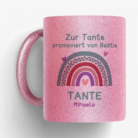 Personalisierter Glitzerbecher mit Text – Rainbow
