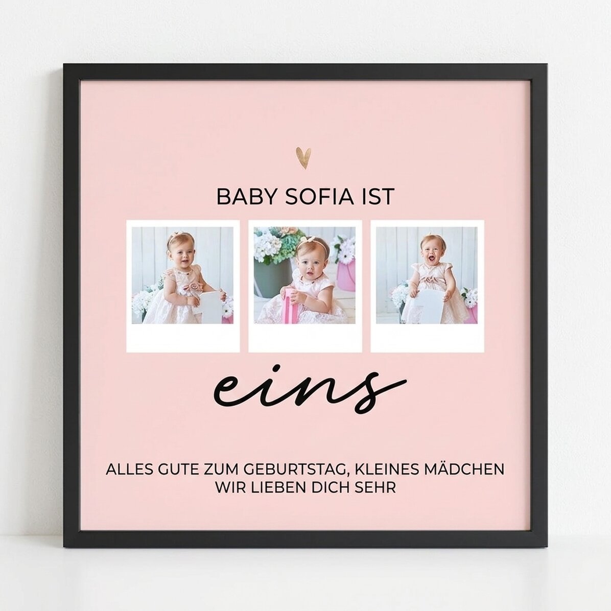 Individuell gestaltetes Bild mit 3 Fotos und einer Botschaft – Birthday Baby