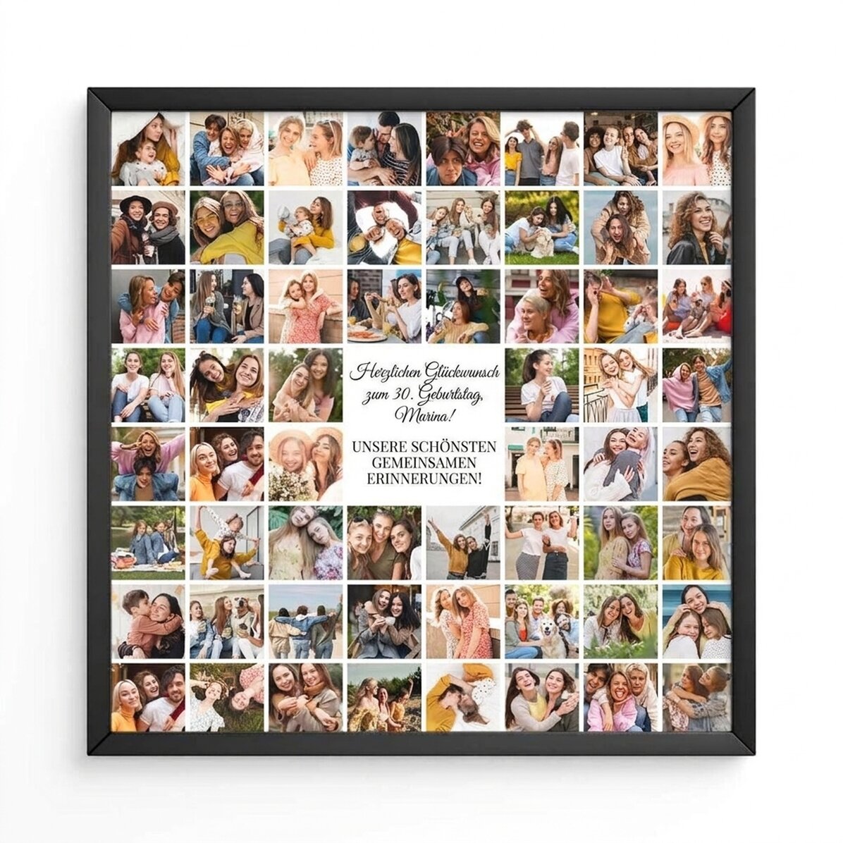 Individuell gestaltetes Bild mit 60 Fotos und einer Botschaft