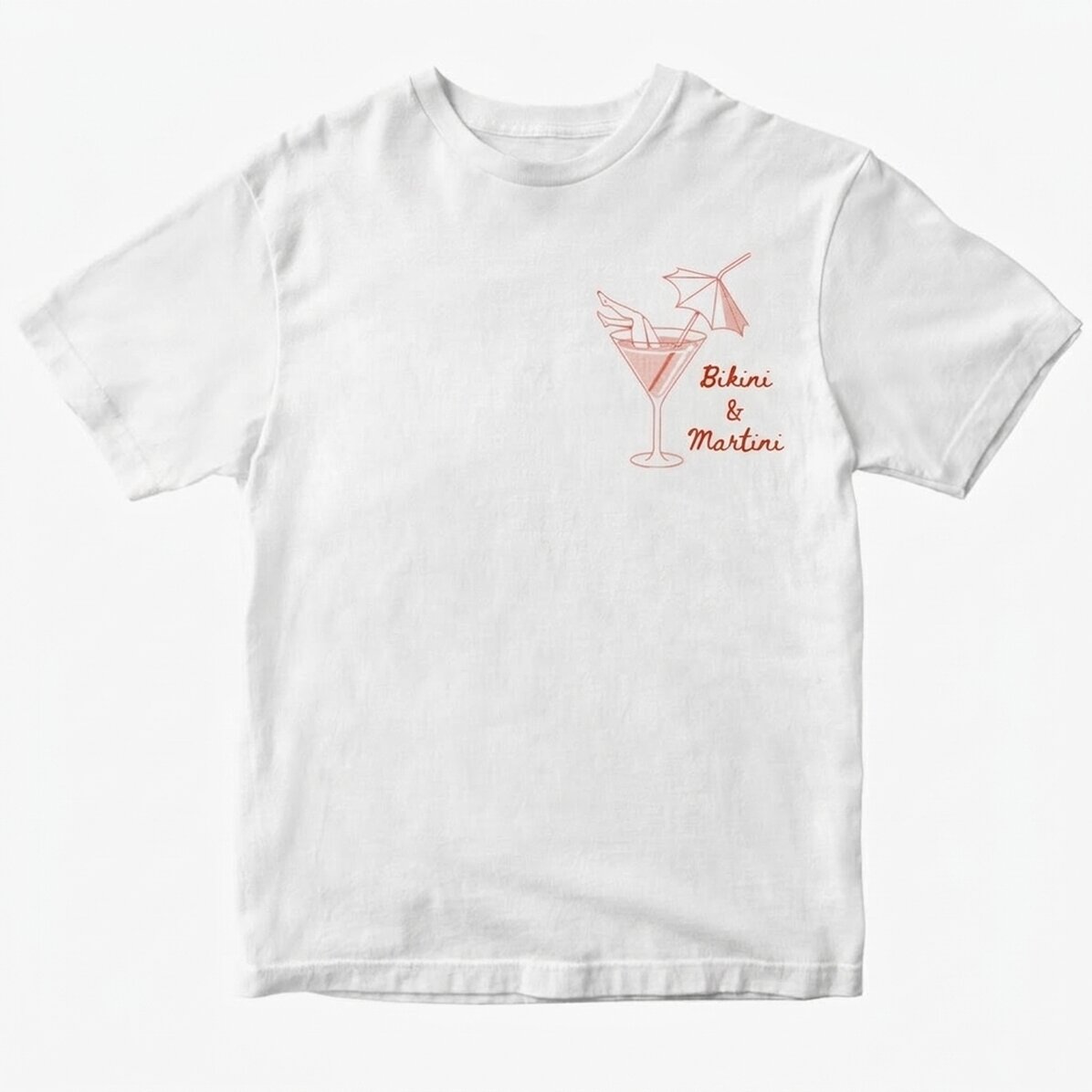 Personalisiertes Baumwoll-T-Shirt mit Aufdruck – Bikini & Martini