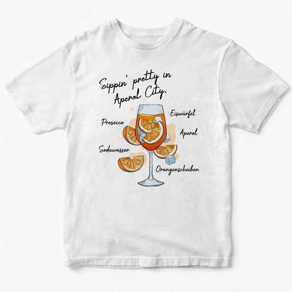 Personalisiertes Baumwoll-T-Shirt mit Aufdruck – Aperol