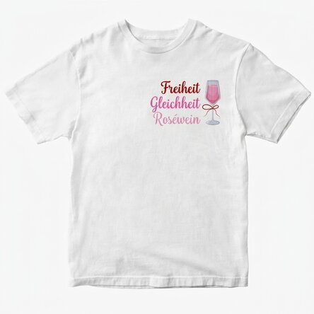Personalisiertes Baumwoll-T-Shirt mit Aufdruck – Liberté, égalité, Roséwein