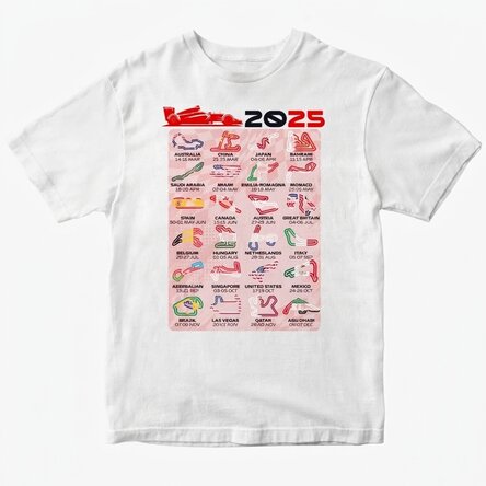 Personalisiertes Baumwoll-T-Shirt mit Aufdruck – Formel 1 2025