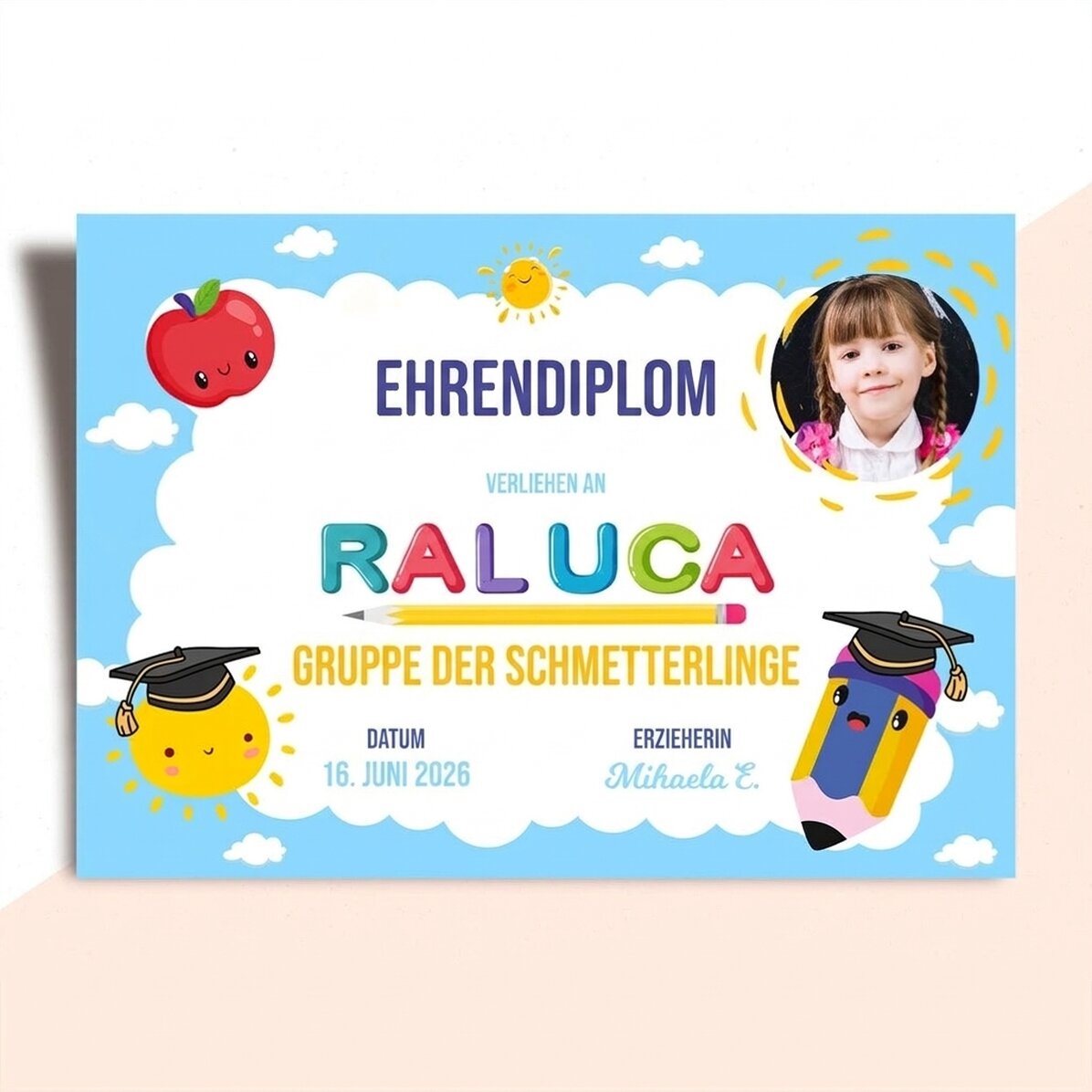 Personalisiertes Diplom mit Text und Foto – Exzellenz-Diplom für Kinder