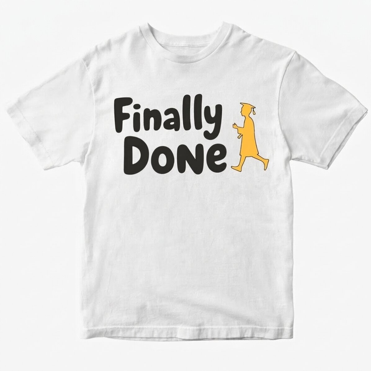 Personalisiertes Baumwoll-T-Shirt mit Aufdruck – „Finally done“