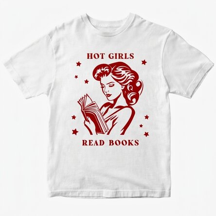 Personalisiertes Baumwoll-T-Shirt – „Hot girls read books“
