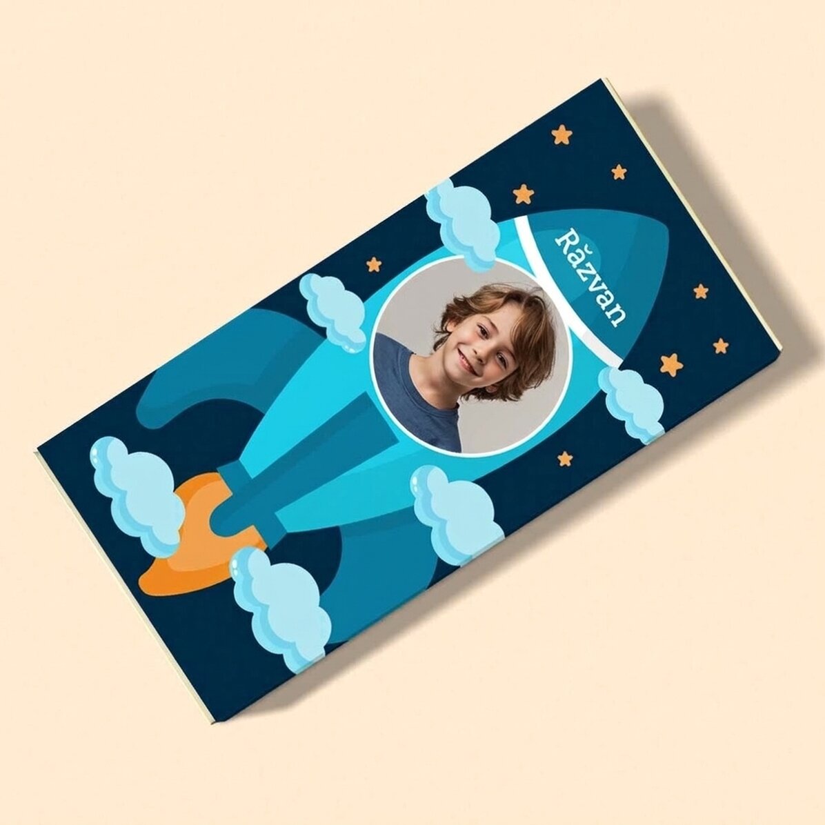 Personalisierte Schokolade mit Text und Foto – Astronaut