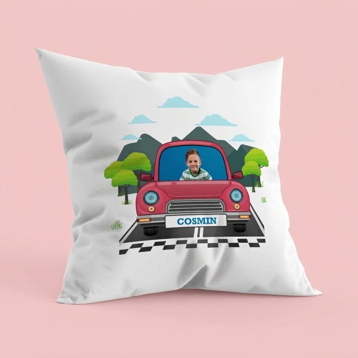 Personalisiertes Kissen mit Foto und Namen – Auto