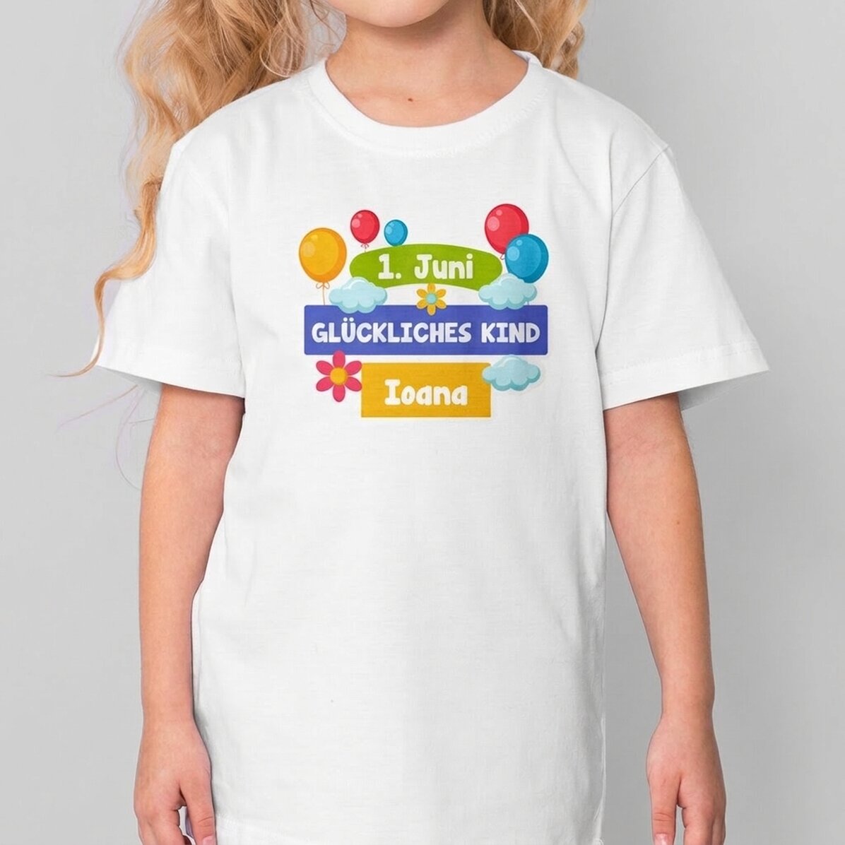 Personalisiertes Baumwoll-T-Shirt für Kinder mit Aufdruck – Kindertag