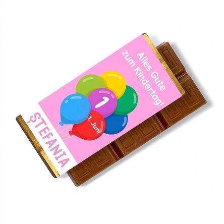 Personalisierte Mini-Schokoladentafel für Kinder mit Botschaft – Luftballons