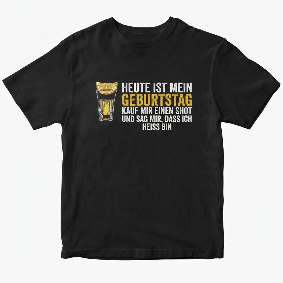 Personalisiertes Baumwoll-T-Shirt mit Aufdruck – „Buy me a shot“