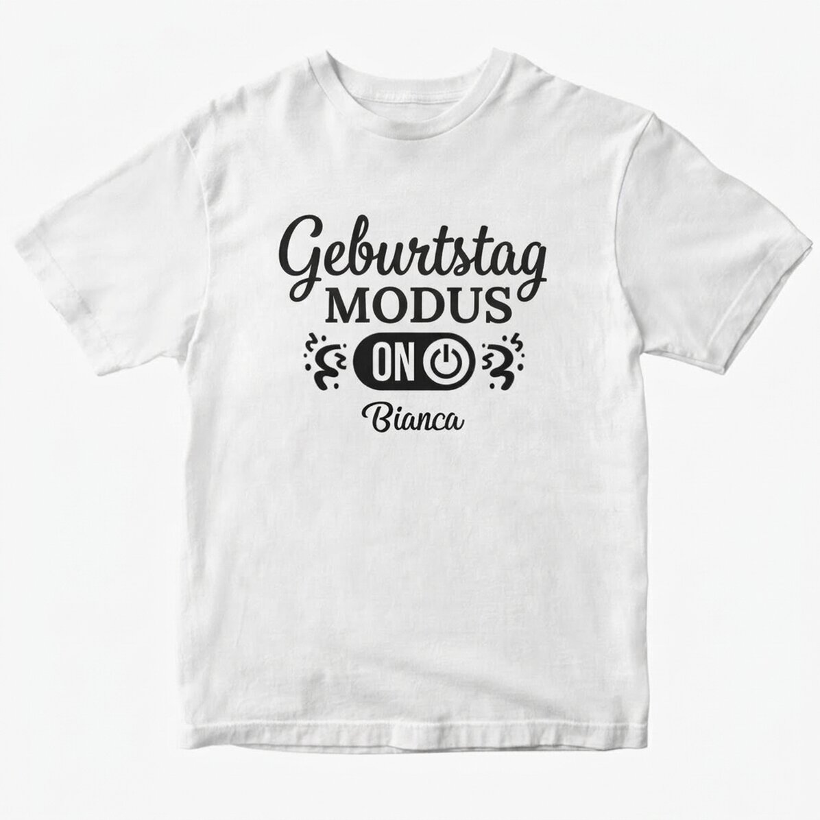 Personalisiertes Baumwoll-T-Shirt mit Aufdruck – Birthday Mode ON