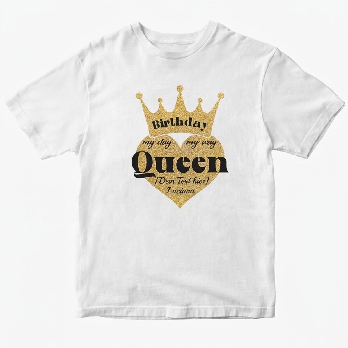 Personalisiertes Baumwoll-T-Shirt mit Aufdruck – Birthday Queen