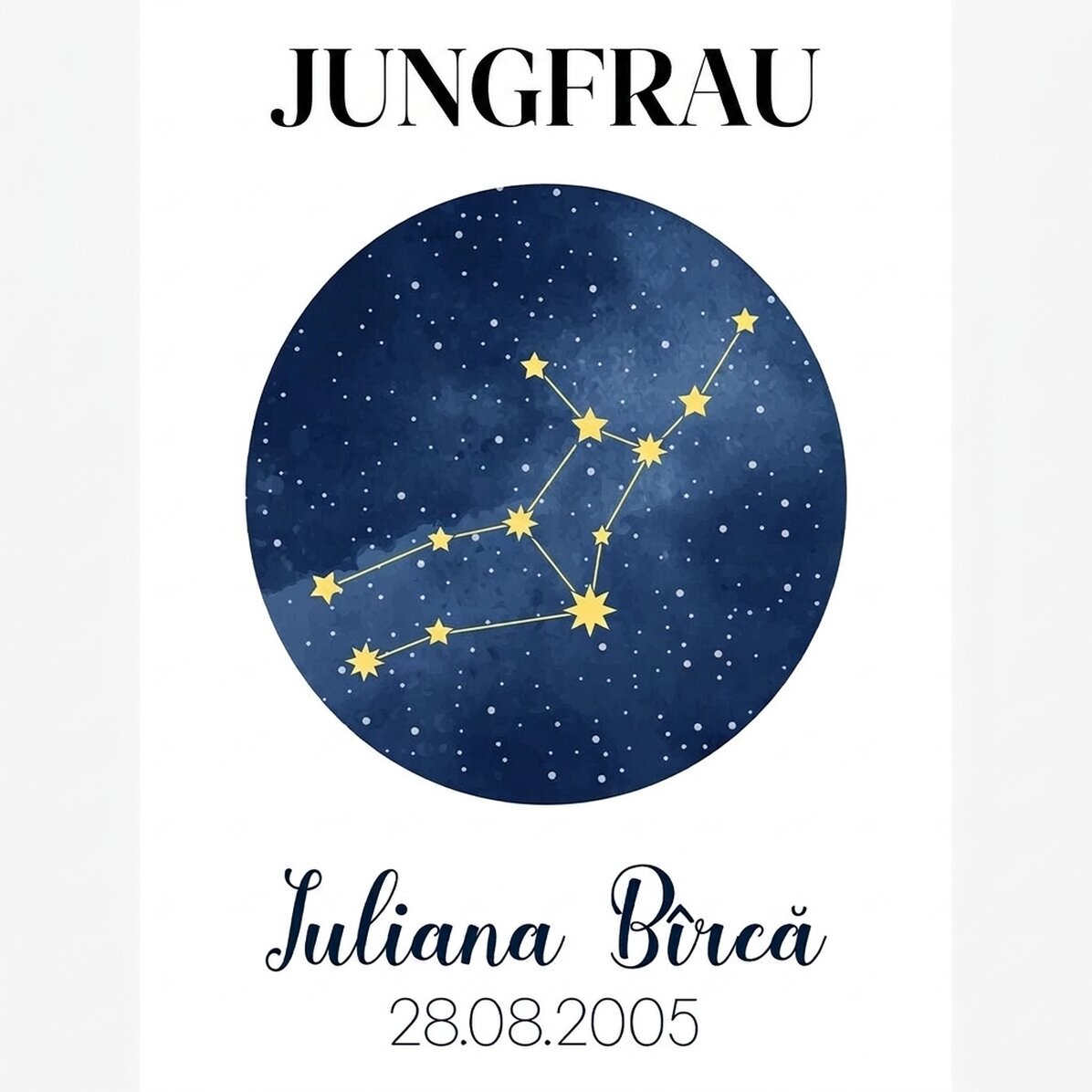 Individuell gestaltetes Poster mit Text – Das Sternbild Jungfrau