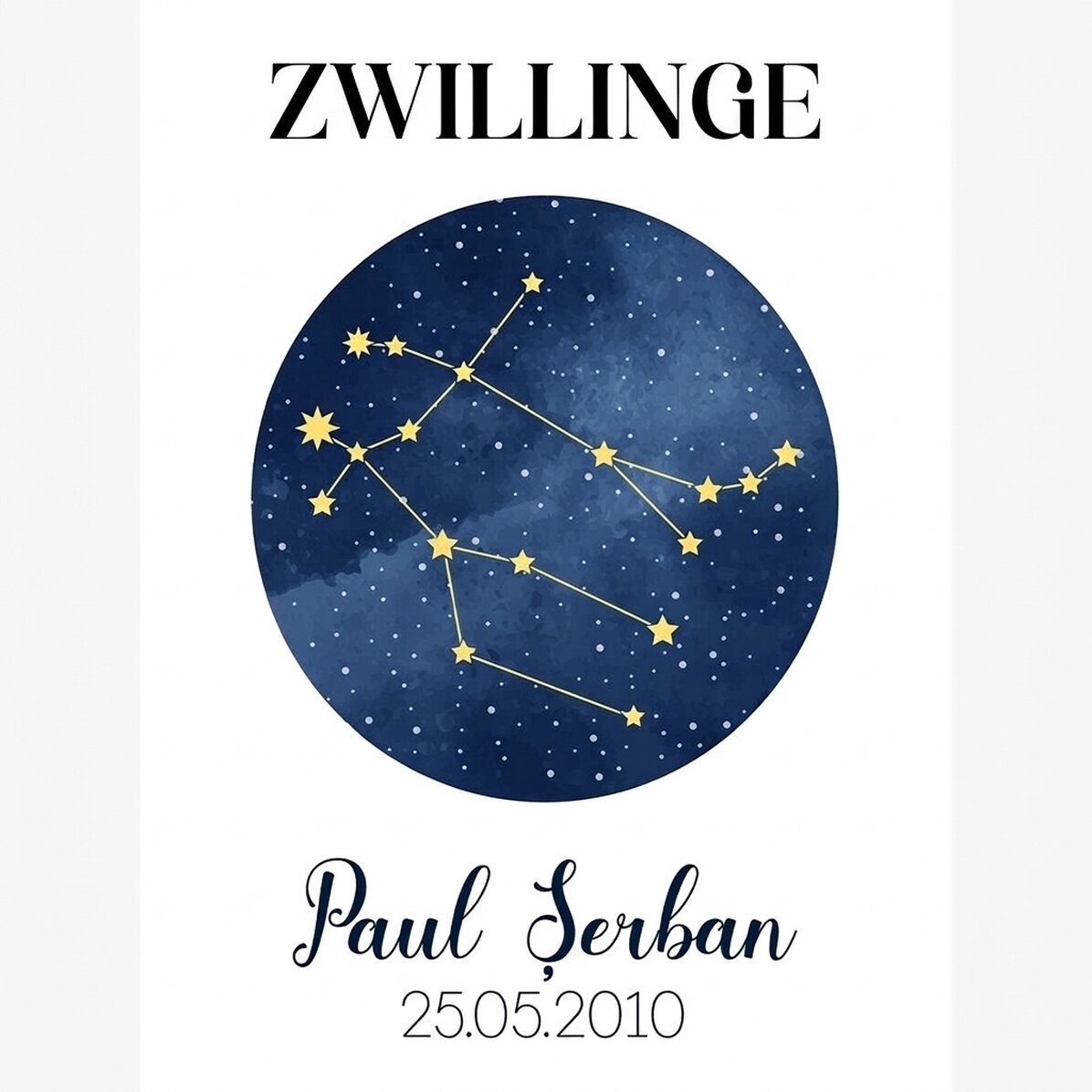 Individuell gestaltetes Poster mit Text – Das Sternbild Zwillinge