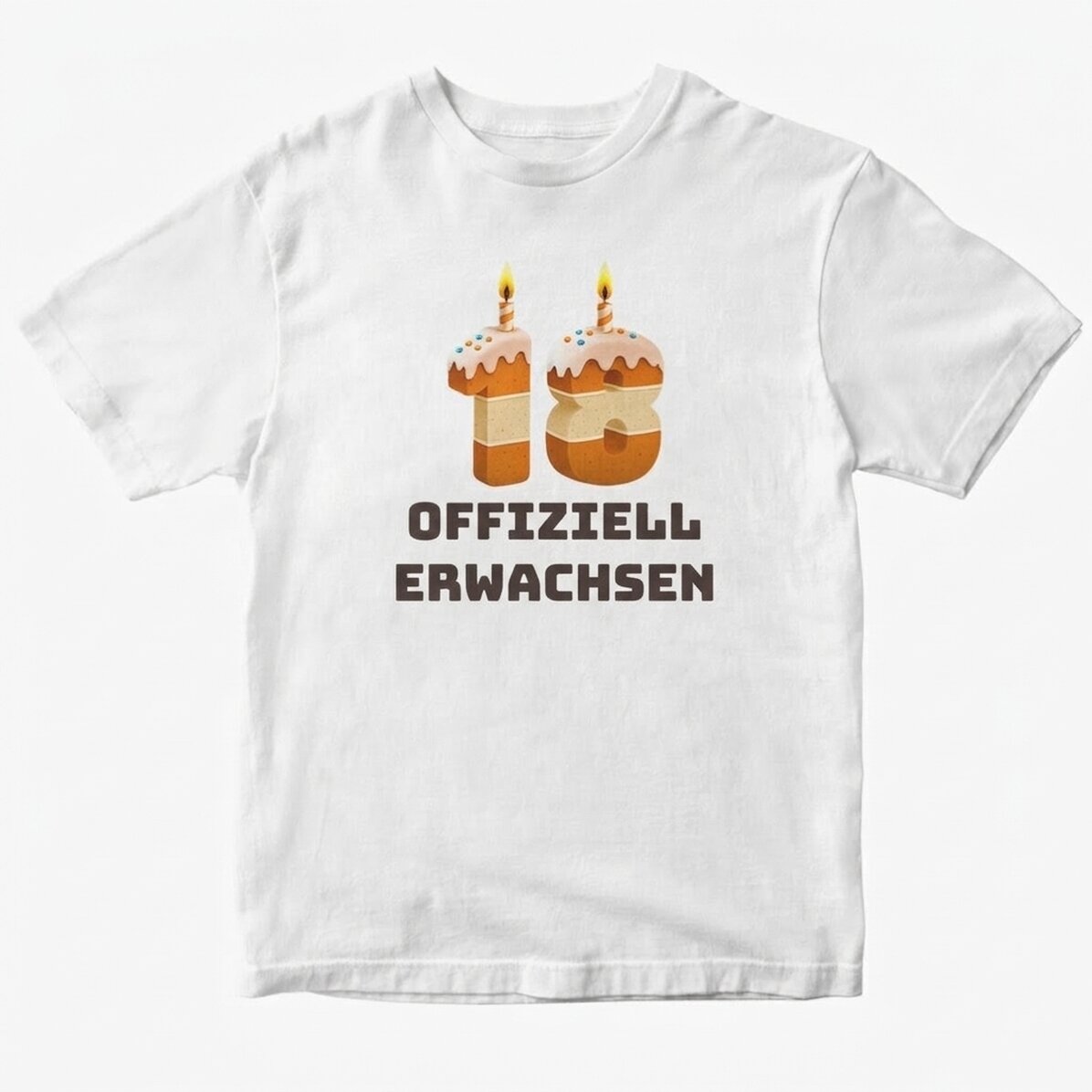Personalisiertes Baumwoll-T-Shirt mit Aufdruck – 18 Cake