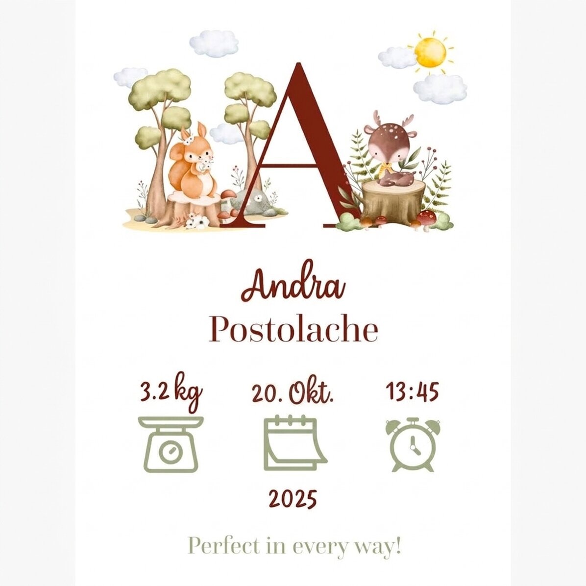 Individuell gestaltetes Poster mit Initiale und Text – Tiere