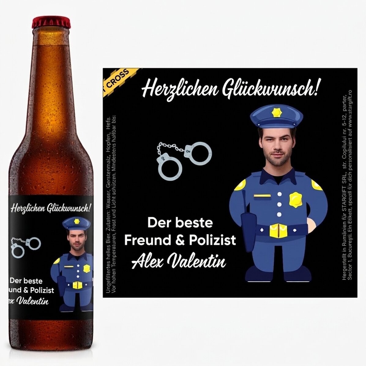 Personalisiertes Bier mit Foto und Botschaft – Polizist