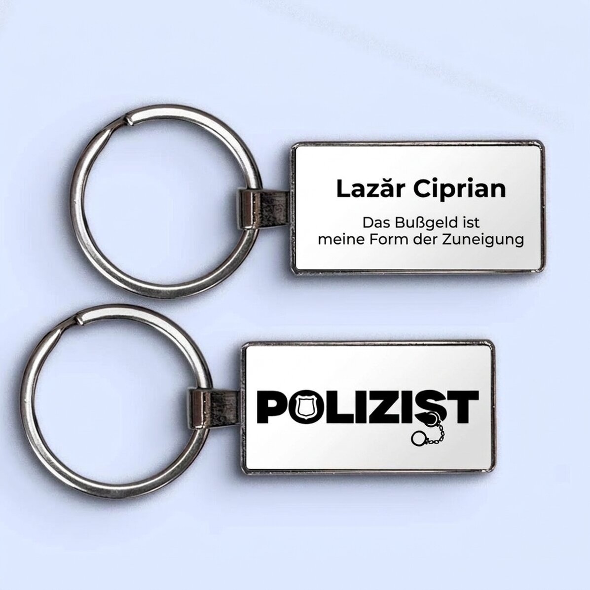 Personalisierter Schlüsselanhänger mit Namen und Text – Polizist