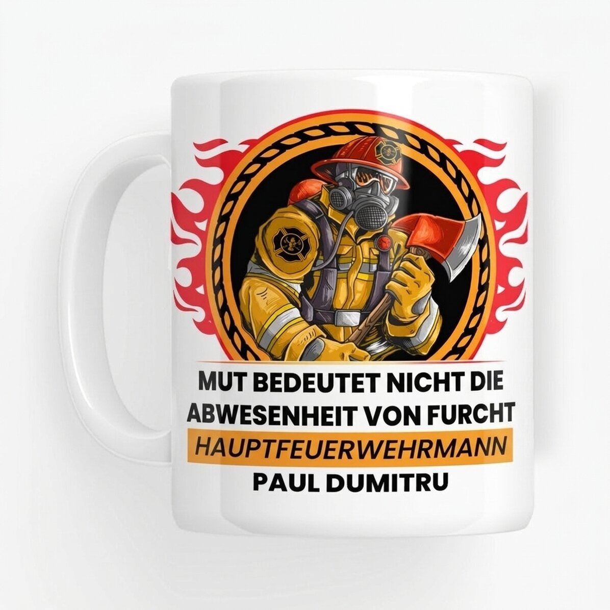 Personalisierte Tasse mit Aufdruck – Feuerwehrmann