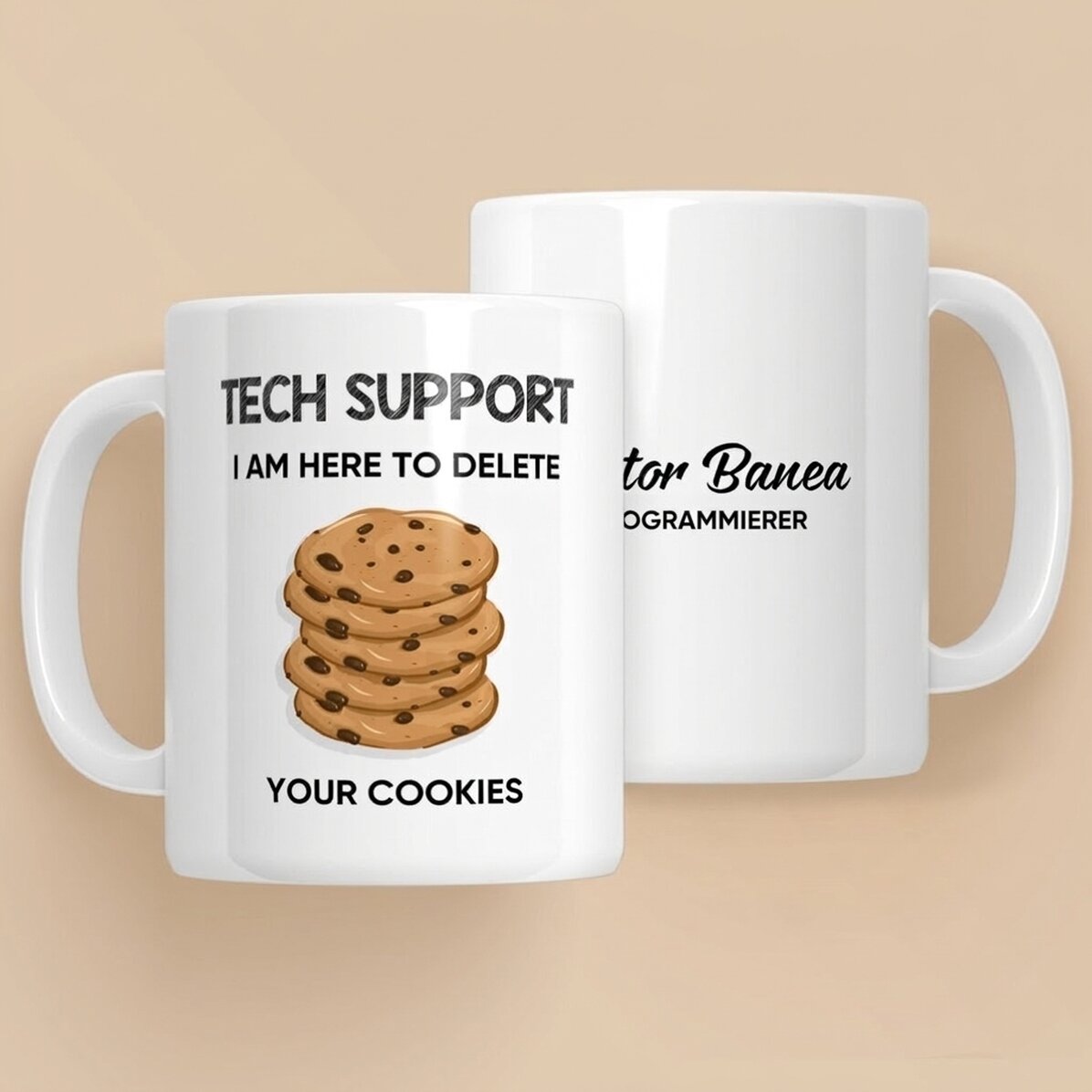 Personalisierte Tasse mit Text – Cookies (Programmierer)