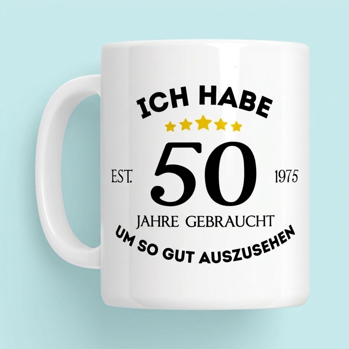 Personalisierte Tasse mit Aufdruck – Ich sehe in meinem Alter gut aus