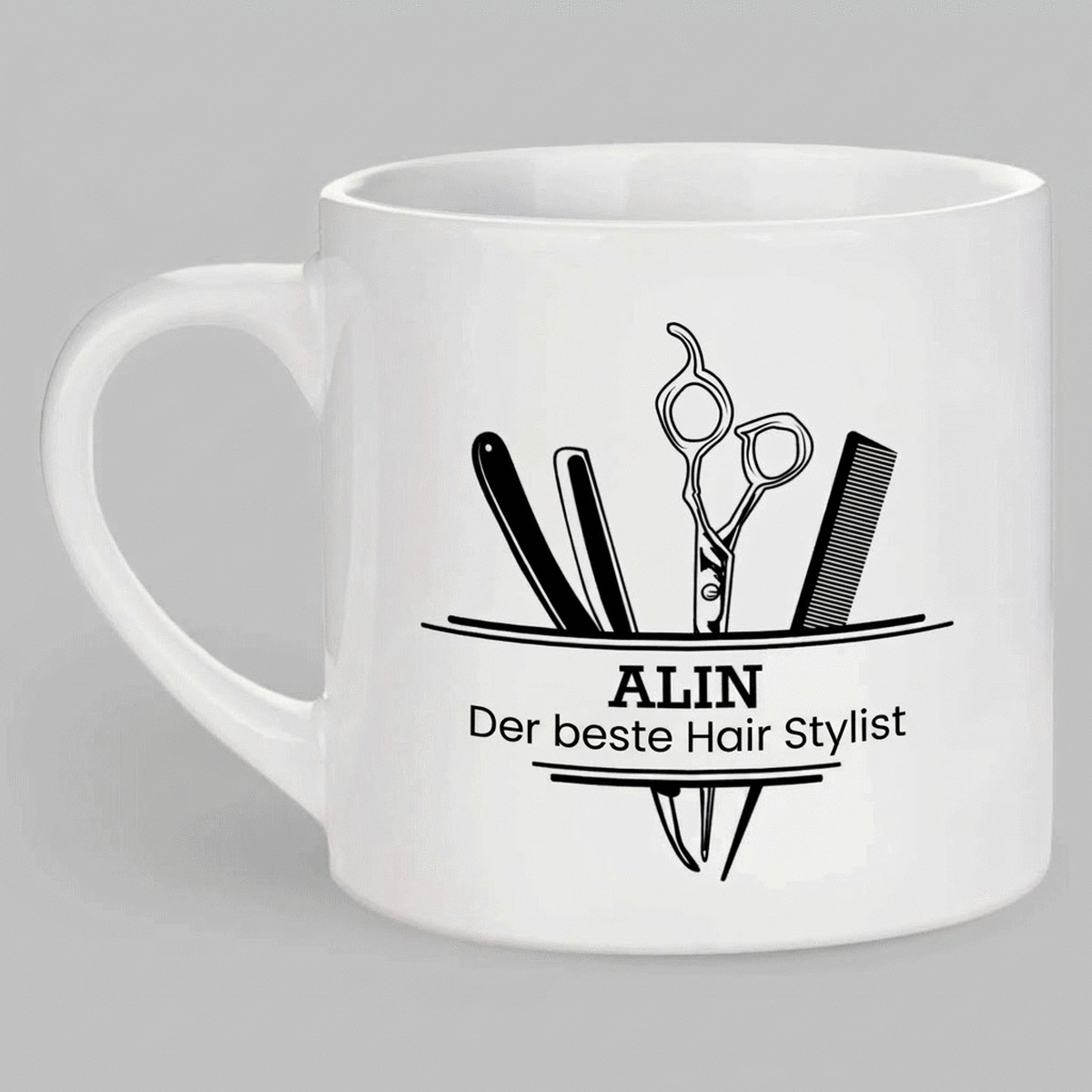 Personalisierte Espressotasse mit Aufdruck – Hair Stylist