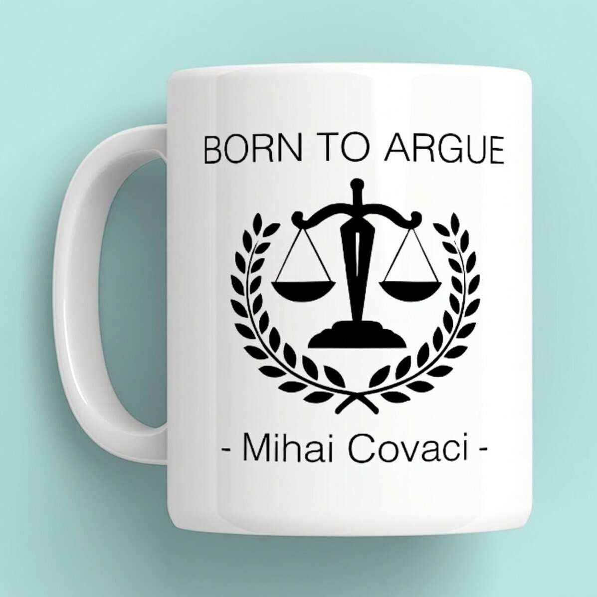 Personalisierte Tasse mit Aufdruck für Anwälte – „Born to argue“