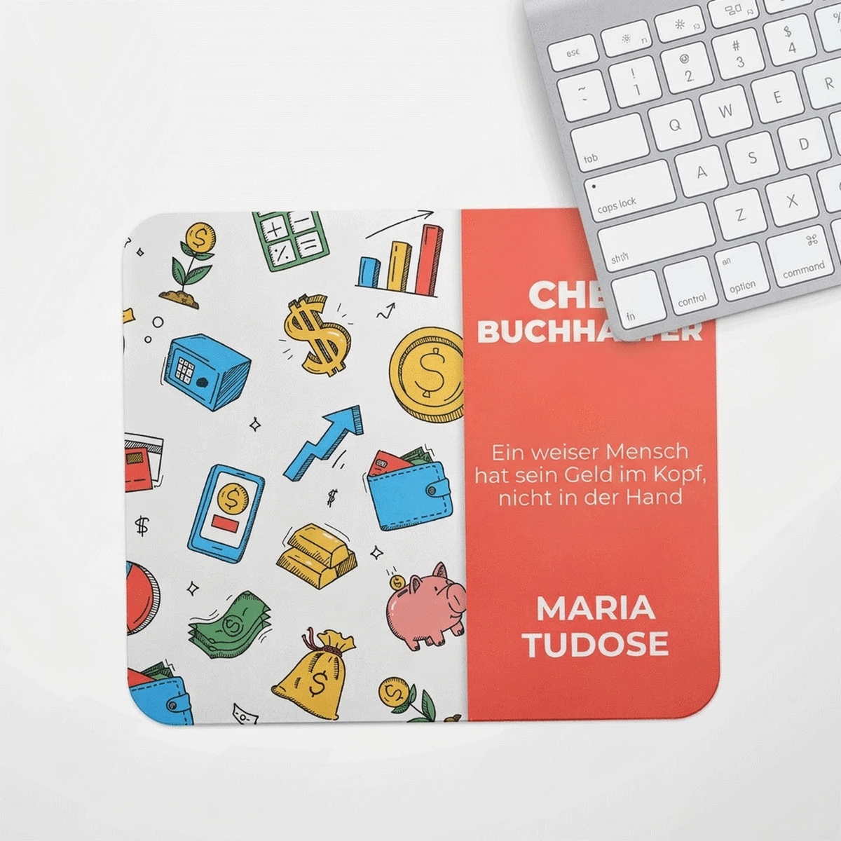 Individuell gestaltetes Mauspad mit Text – Finanzen