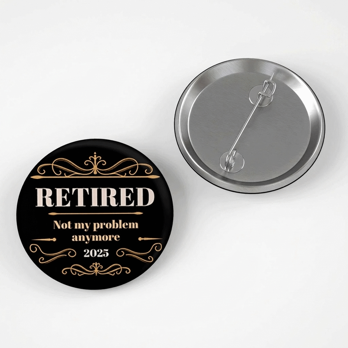 Personalisiertes Button mit Botschaft – Rentner