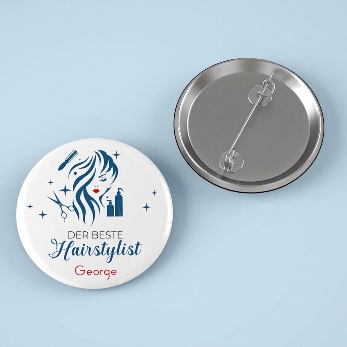 Personalisiertes Button mit Botschaft – Der beste Friseur