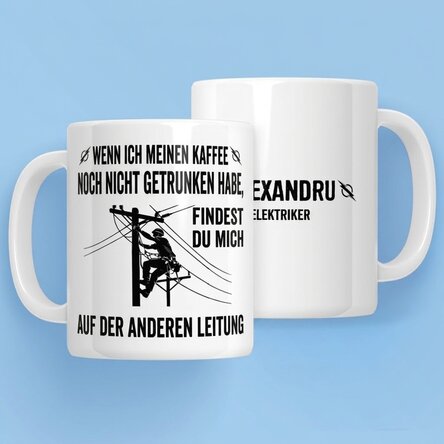 Personalisierte Tasse mit Aufdruck für Elektriker – Hochspannung